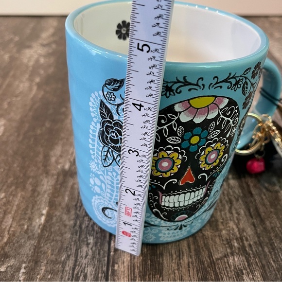 Prima Design 20 oz Sugar Skull Ceramic Mug Halloween Blue Black NEW - Picture 7 of 8
